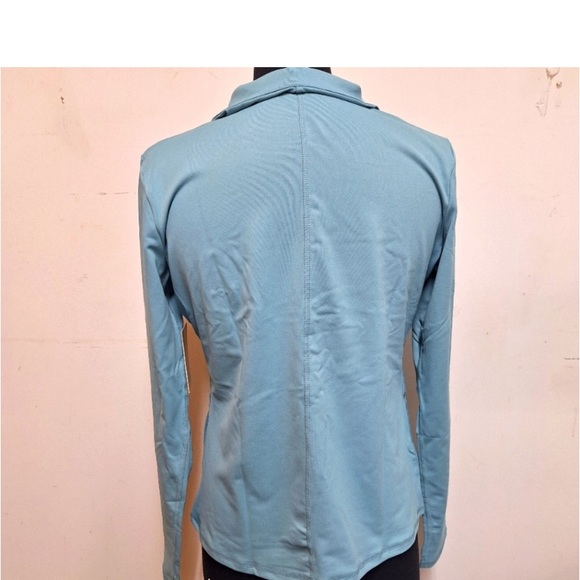 NEW! Shadow Sport Fitted Mock-Neck Zip Front Athletic Jacket, Light Sage Blue - Picture 7 of 10